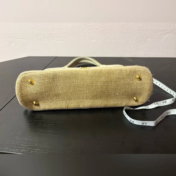 Vintage Etienne Aigner Straw Leather Top Handle Handbag Beige - Picture 11 of 13